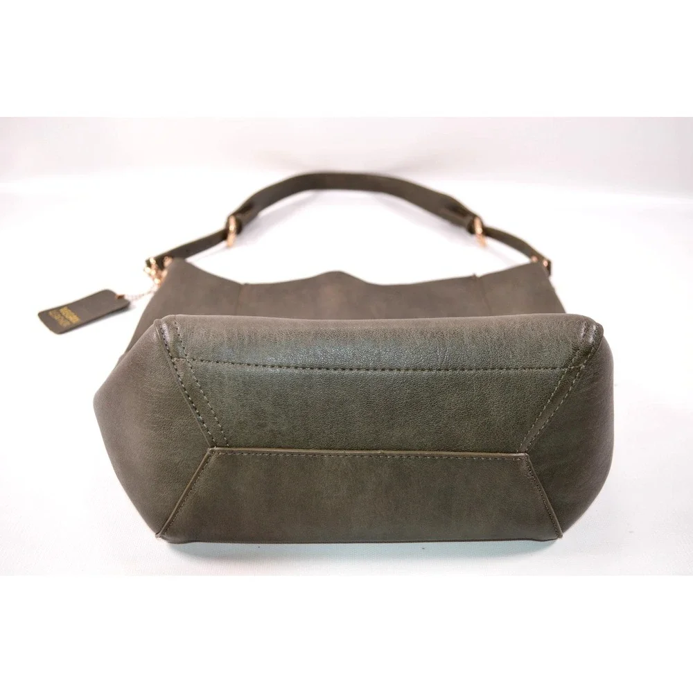 Green Vegan Leather Shoulder Bag Purse Tote Bag